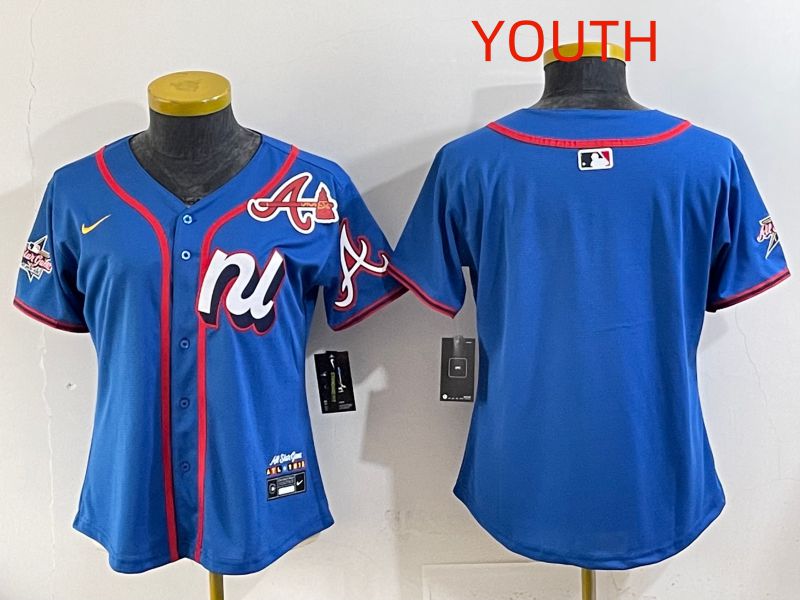 Youth 2025 Atlanta Braves Blank Blue All star Nike MLB Jersey style 02->youth mlb jersey->Youth Jersey